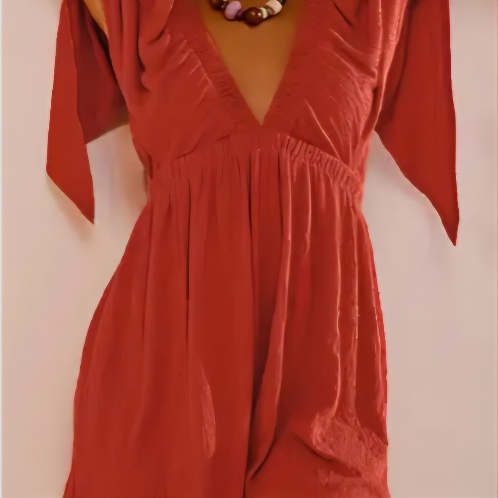 Elegant ORANGE V-Neck Romper